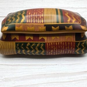 Vintage Raymond Waites Lidded Decorative Tribal Ceramic Box - 9x5 in, 2.14 lbs